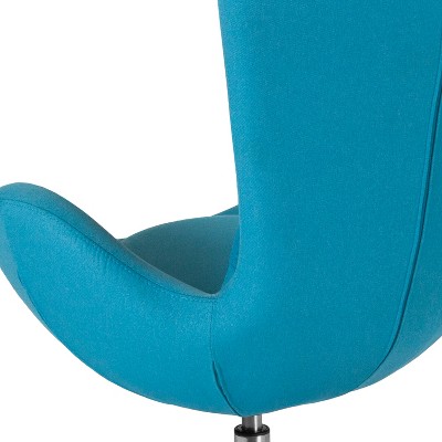 Aqua Fabric High Back Swivel Reception Chair with Chrome Base