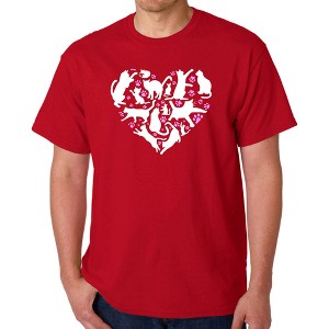 LA Pop Art Cat Heart - Men's Word Art T-Shirt - 1 of 4