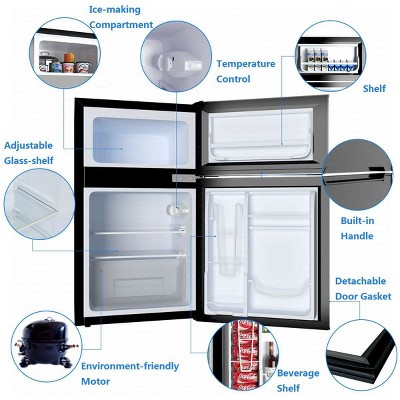 Costway 3.2 Cu Ft Compact Gray Refrigerator with Freezer