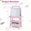 Infans Kids Art Easel Double Sided Chalkboard Magnetic Whiteboard w/ Storage Tray Pink - 2 of 4