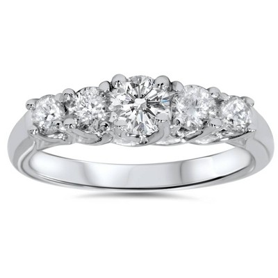 Pompeii3 1ct Graduated Five Stone Diamond Ring 14K White Gold