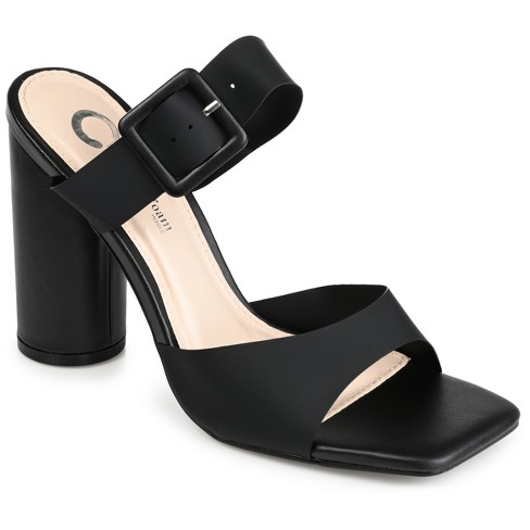 Journee Collection Womens Luca Tru Comfort Foam Open Square Toe Block Heel  Sandals, Black 8 : Target
