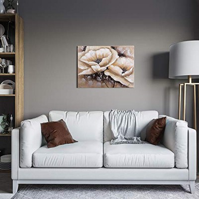 Full Bloom Beige and Brown Floral Canvas Wall Art