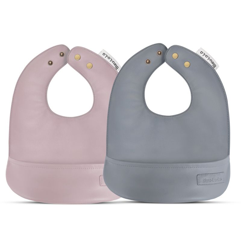 Set of Easy Clean Vegan Leather Buttery Soft Baby Bibs with Pocket (0-12 Months), 1 of 9