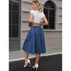 INSPIRE CHIC Women's Elastic Waist Drawstring Casual A-Line with Pockets Midi Denim Skirt - 4 of 4