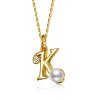 Personalized 14K Gold Plated Initial Pearl Pendant Necklace for all ages: A Charming gold Elegant Keepsake Gift - 3 of 3