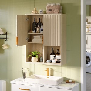 Bestier Fluted Bathroom Cabinet with Shelves, Wall Cabinet Over the Toilet with 2 Doors, Bathroom Wall Storage Wall Mounted Medicine Cabinet - 1 of 4