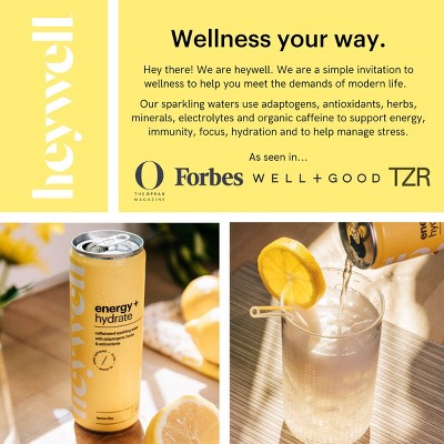 heywell Energy + Hydrate Lemon Fizz Sparkling Water - 12 fl oz Can