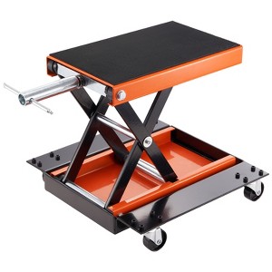 VEVOR Motorcycle Lift, 1100 LBS Motorcycle Lift ATV Scissor Lift Jack with Dolly & Hand Crank, Center Hoist Crank Stand with Wide Deck & Tool Tray - 1 of 4