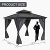 12'x20' hardtop gazebo for all weather with double metal roof, aluminum frame, net, and curtain; ideal for patio, deck, backyard, and garden. Gray. - 3 of 4