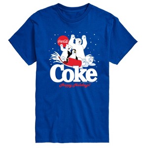 Men's - Coca Cola - Happy Holidays Sledding Short Sleeve Graphic T-Shirt - 1 of 4