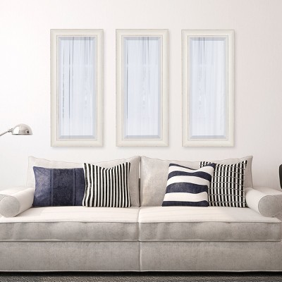 Macon Distressed Soft White Full Length Beveled Wall Mirror 16x36