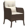 vidaXL 3-Piece Patio Dining Set with Cushions - Brown PE Rattan, Cream White Cushions, Tempered Glass Tabletop, Outdoor Garden Furniture - 4 of 4