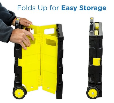 Yellow and Black Mobile Folding Utility Cart with Aluminum Handle