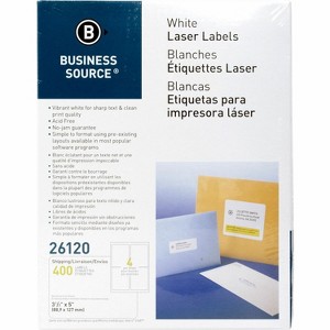 Business Source Mailing Labels Shipping Laser 3-1/2"x5" 400/PK White 26120 - 1 of 1