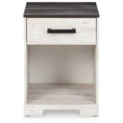 Gray and White 1-Drawer Nightstand with Open Cubby