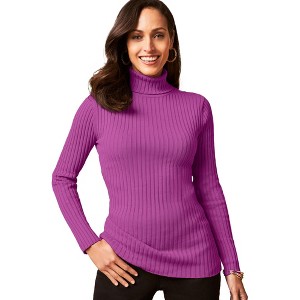 Jessica London Ribbed Cotton Turtleneck Sweater - 1 of 3