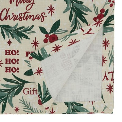 Festive Holly Christmas Cotton Table Runner 14" x 90"