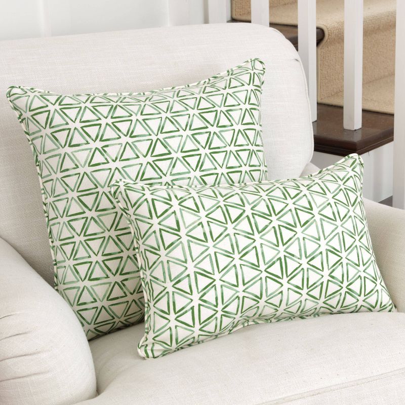 Painted Triangles Verte Lumbar Throw Pillow - Pillow Perfect, 4 of 7