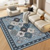 Washable Vintage Floral Print Area Rugs for Living Room Bedroom, Retro Textured Soft Throw Carpet for Home Office - 2 of 4