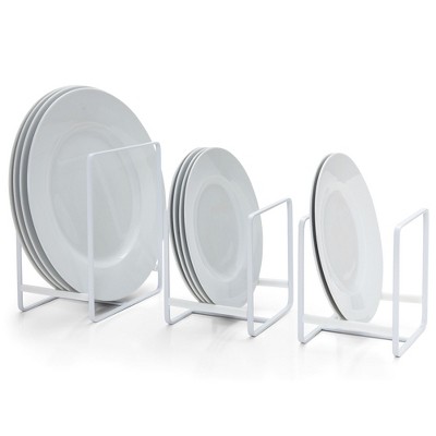 White Iron 3-Piece Kitchen Cabinet Plate Organizer Set