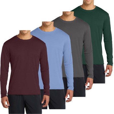 Mafoose 4-Pack Men's Long Sleeve Quick-Dry Performance T-shirts - UPF 50 Sun Protection