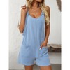Women's Summer Casual Sleeveless Rompers Scoop Neck Striped Bib Shorts Jumpsuit Beach Overalls Vacation Outfit Clothes - 2 of 4