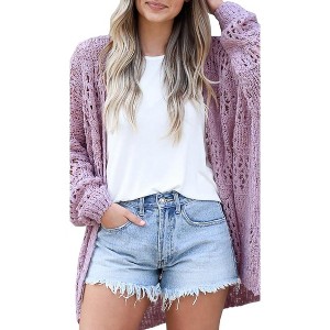 Imily Bela Women's Bohemian Style Cardigan Sweater, Loose Crochet Cardigan Jacket - 1 of 4