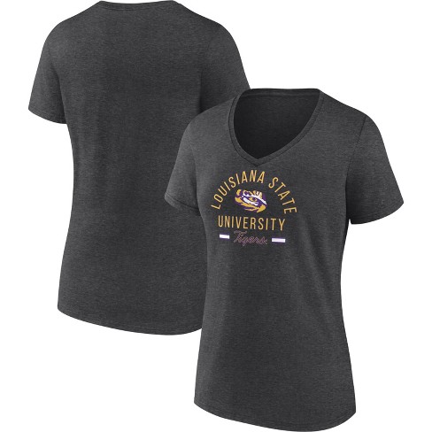 Ncaa Lsu Tigers Women's Short Sleeve V-neck Gray T-shirt - S : Target