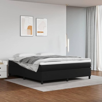 vidaXL Faux Leather King Size Box Spring Bed Frame - Black 76"x79.9" - Modern Bedroom Furniture