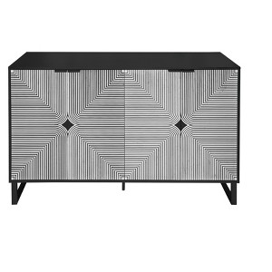 NicBex Carved 4-Door Sideboard Storage Cabinet with Adjustable Shelf for Living Room,Office and Entryway - 1 of 4