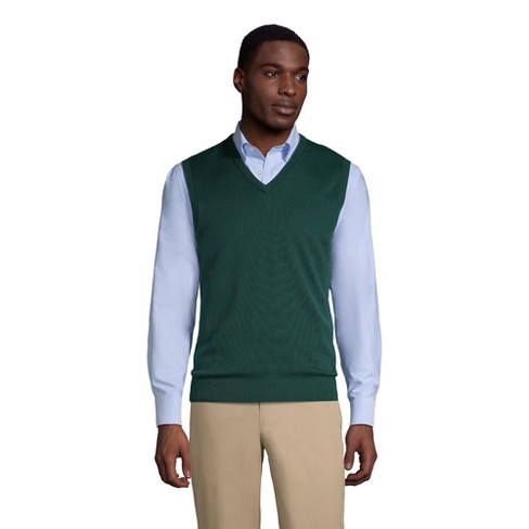 Lands' End School Uniform Men's Cotton Modal Fine Gauge Sweater Vest -  Large - Evergreen : Target