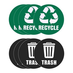 Unique Bargains Recycle Sticker Trash Can Bin Labels 5 Inch Green and Black 8 Pcs - 1 of 4