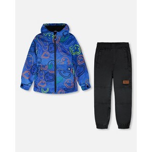 Son and daughter 2点set Deux par Deux Boy Two-Piece Mid-Season Outerwear Set Blue Printed