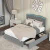Full Size Bed Frame And Headboard With Storage 4 Drawers,Velvet Fabric Bed With Tufted Buttons And Nailhead Trim,Rgb Led Lights-Cuddlewood - 3 of 4