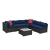 GlasFlength Patio Seating Sets 7 PCS Patio Furniture Set Rattan Sectional Conversation Sofa Coffee Table, Blue, 29.1"*29.1"*25.5" - 3 of 4