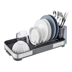SONGMICS Dish Drying Rack, Dish Dryer for Kitchen Counter, Stainless Steel Dish Rack with Drain, Utensil Holder, Rustproof - 1 of 4