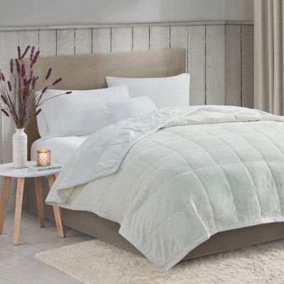 Sapphtopaz Reversible Plush to Microfiber Blanket, Temperature-Regulating Blanket, HeiQ Smart Temperature Down Alternative Blanket, Throw Blanket