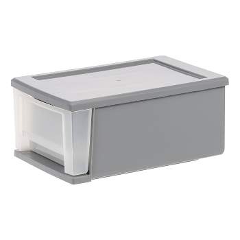 IRIS Stackable Storage Box Drawer - External Dimensions: 19.6 Length x  15.8 Width x 9 Height - 15 lb - 7.72 gal - Stackable - Plastic - Clear,  White - For Clothes, Craft Supplies, Towel - 3 / Carton - Servmart