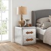 Art Leon Aluminum Rivet Accent Cabinet Nightstand with Drawer, Silver - 3 of 4