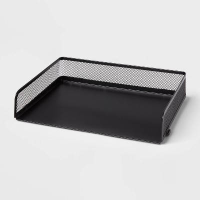 Mesh Stacking Letter Tray with Wide Side Opening Black - Brightroom&#8482;