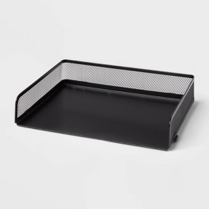 Mesh Stacking Letter Tray with Wide Side Opening Black - Brightroom™ - 1 of 3