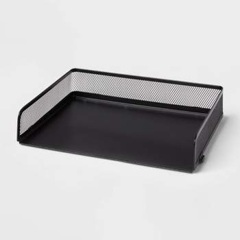 Mesh Stacking Letter Tray with Wide Side Opening Black - Brightroom™
