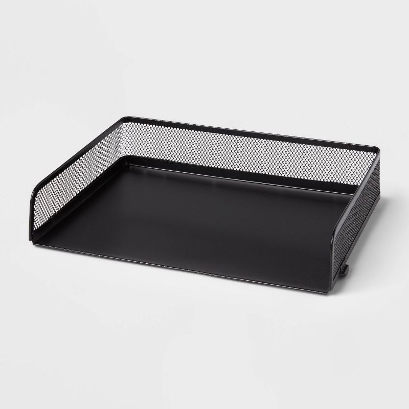 Mesh Stacking Letter Tray with Wide Side Opening Black - Brightroom&#8482;, 1 of 7