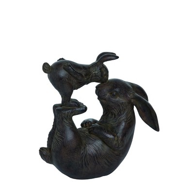 Transpac Resin 10 in. Black Spring Bunnies Playing Garden Figurine