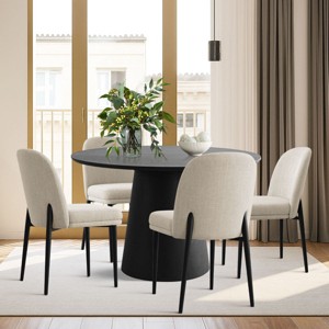 5 Piece Dining Set for 4,Black Extendable Dining Table with 4 Upholstered Armless Dining Chairs for Dining Room,Kitchen-Maison Boucle - 1 of 4