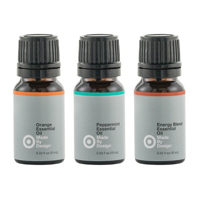 .33 fl oz 3pk Essential Oil Energizing Set Orange/Peppermint/Energy Blend - Made By Design™