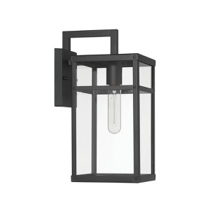 Robert Stevenson Lighting Blake Modern Metal and Clear Glass Paneled Wall Mounted Outdoor Light Black: ETL Listed, 1-Light Sconce, No Switch - 1 of 4