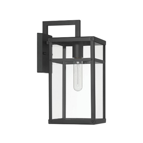 Robert Stevenson Lighting Blake Modern Metal and Clear Glass Paneled Wall Mounted Outdoor Light Black: ETL Listed, 1-Light Sconce, No Switch - image 1 of 4