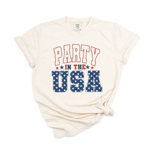 Simply Sage Market Women's Retro Party In The USA Stars Short Sleeve Garment Dyed Tee - 1 of 2